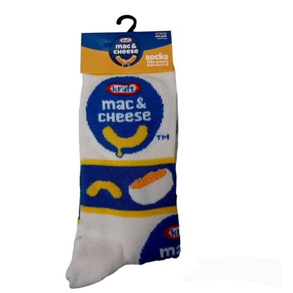 Kraft Mac & Cheese Crew Socks NEW Size Mens 6-12 Novelty -1 Pair -Quirky Logo - Picture 1 of 9
